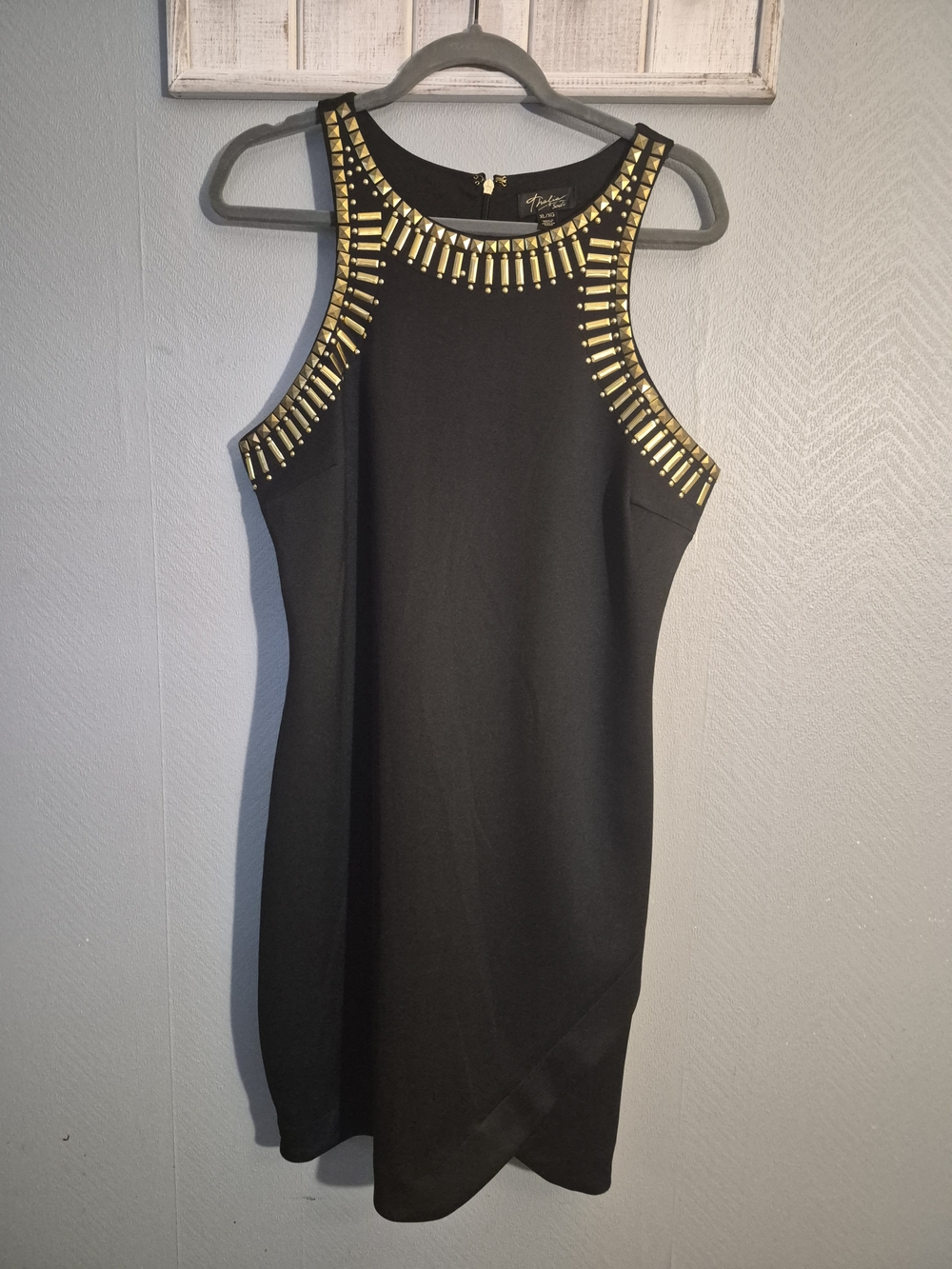 Thalia Sodi Black Mini Dress with Gold Stud Detailing